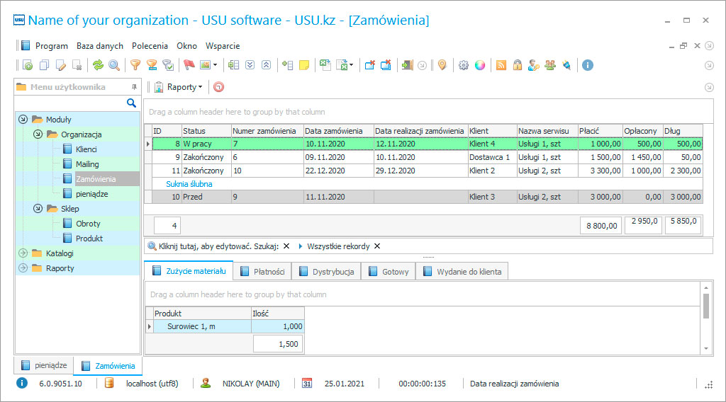 Program dla fabryki odzieży